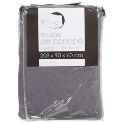 Housse de canapé 3 places gris uni