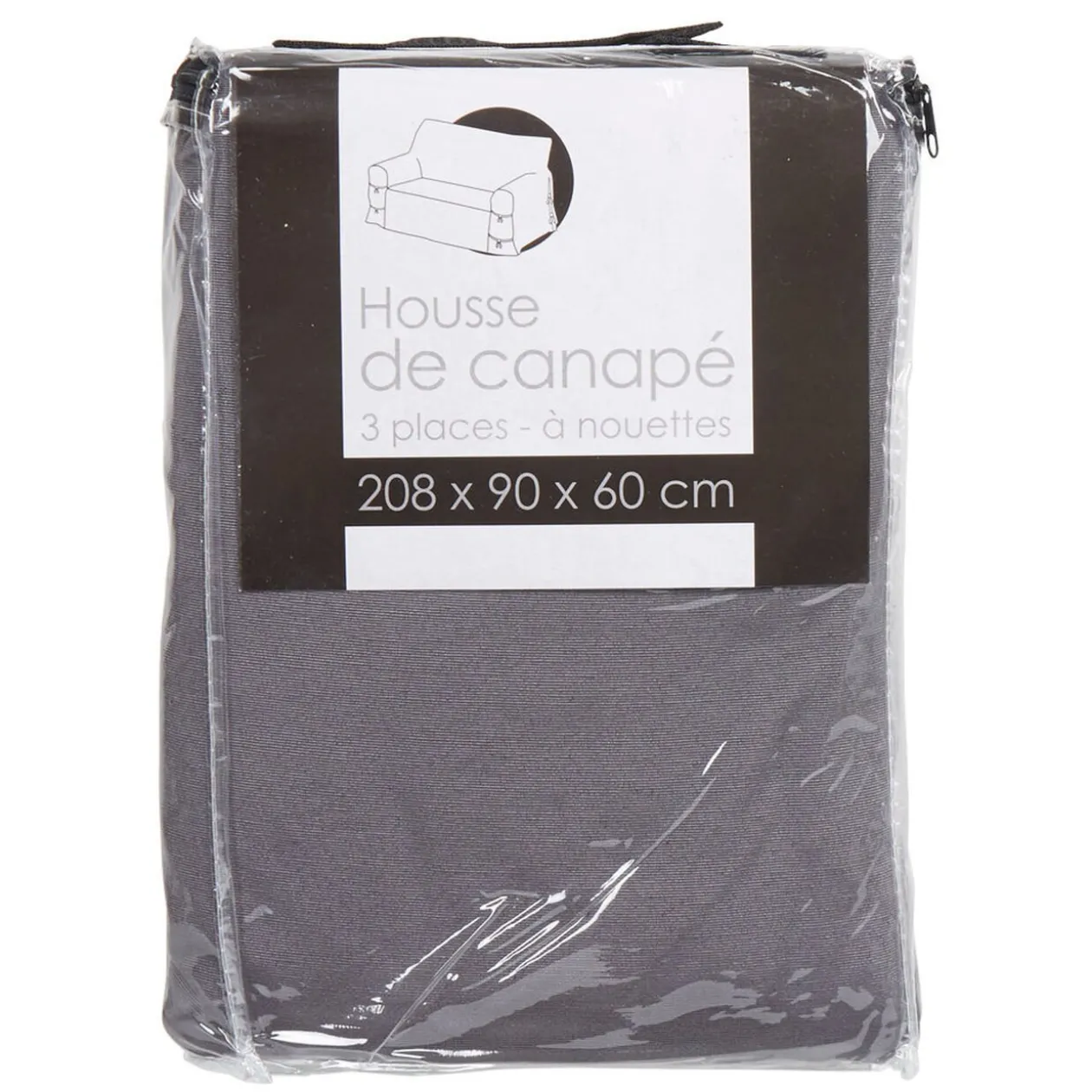 Housse de canapé 3 places gris uni