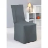 Housse de chaise à nouettes gris uni