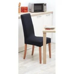 Housse de chaise extensible uni noir