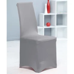 Housse de chaise gris clair uni