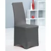 Housse de chaise gris foncé uni