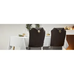 Housse de chaise noire motif étoile or