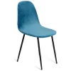 Housse de chaise velours extensible bleu L45xP40xH45cm