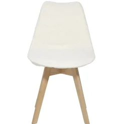 Housse de chaisse effet laine bouclée blanc 40x45xP40cm