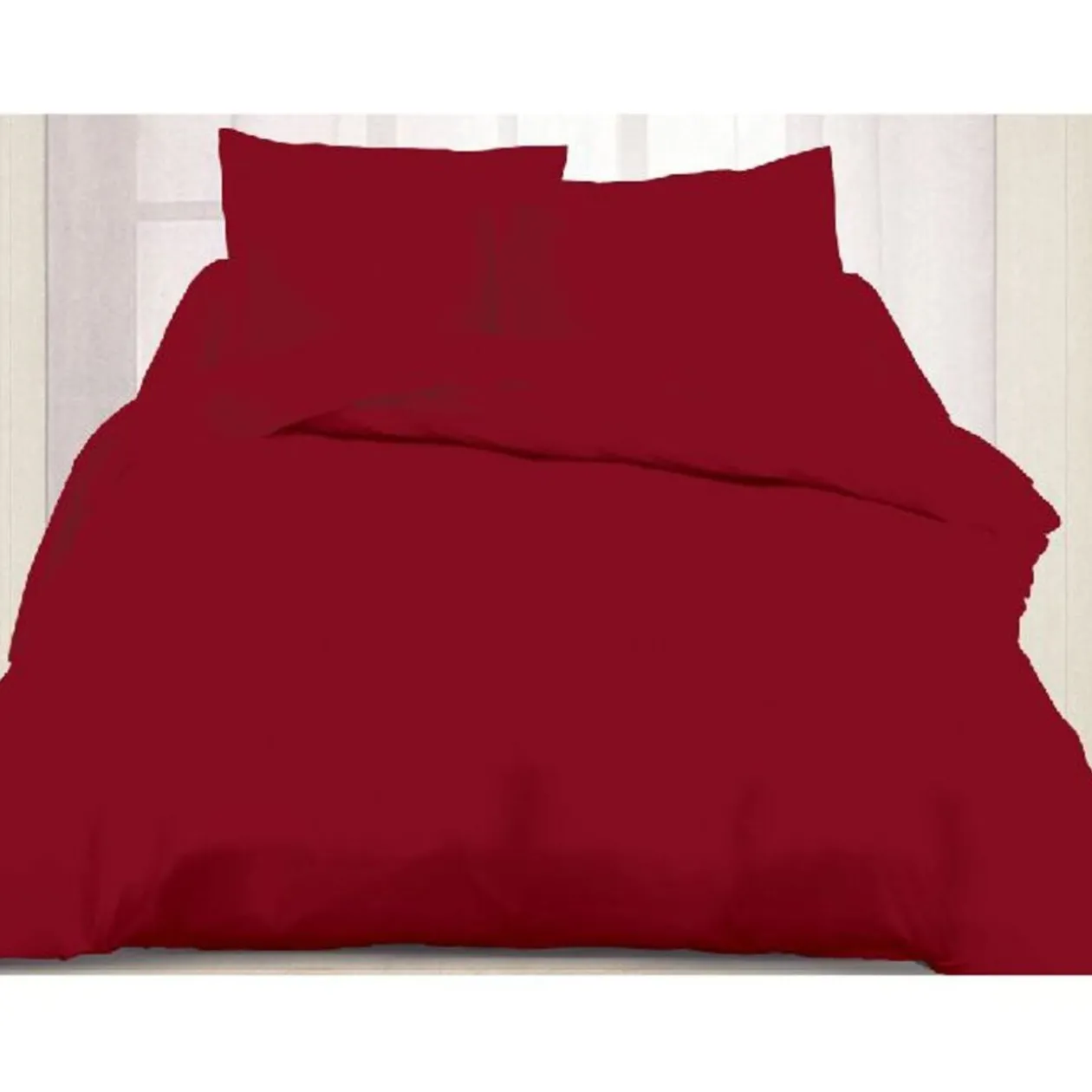 Housse de couette 2 personnes unie rouge
