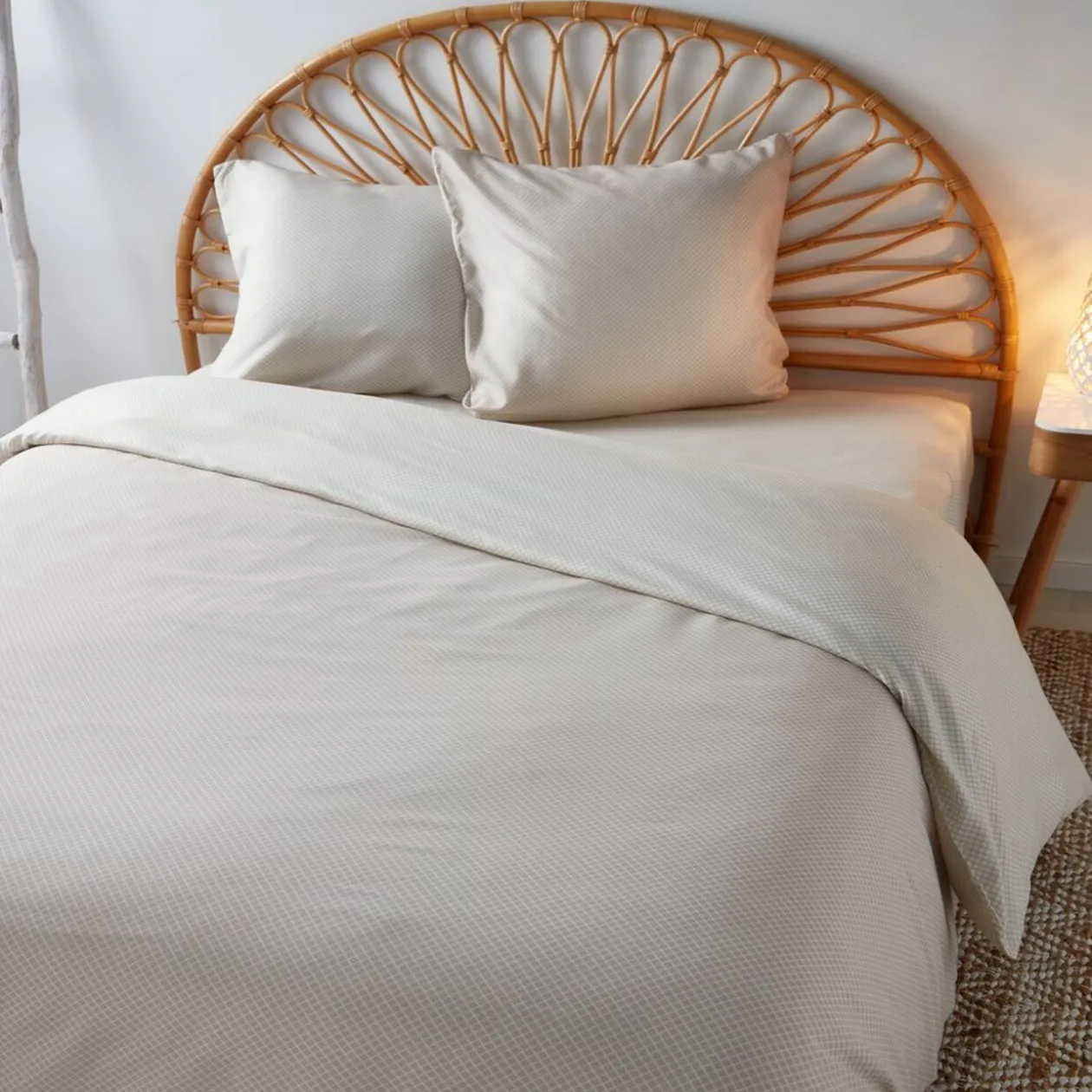 Housse de couette beige blanc 220x240 cm imprimé croix