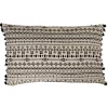 Housse de coussin à pompons noir et blanc tropical