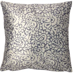 Housse de coussin arabesque blanc gris