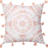 Housse de coussin blanc rose à pompons collection Serenity