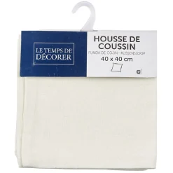 Housse de coussin carré crème uni