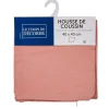 Housse de coussin carrée unie rose pêche