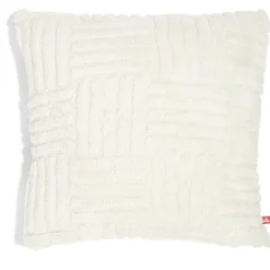 Housse de coussin effet tissé fausse fourrure lapin 45x45cm crème