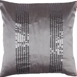 Housse de coussin grise unie et sequins
