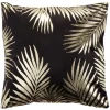 Housse de coussin imitation velours 40x40cm noir motif doré