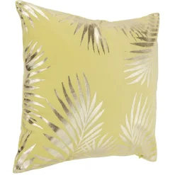 Housse de coussin imitation velours 40x40cm jaune moutarde motif argenté