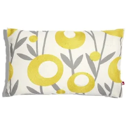 Housse de coussin imprimé floral jaune avec broderie 30x50cm