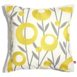 Housse de coussin imprimé floral jaune avec broderie 45x45cm