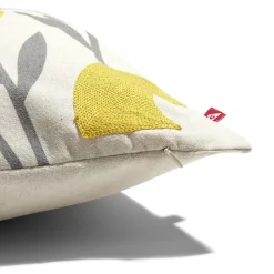 Housse de coussin imprimé floral jaune avec broderie 45x45cm