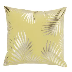 Housse de coussin jaune moutarde motif argenté