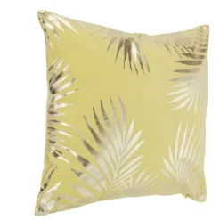 Housse de coussin jaune moutarde motif argenté