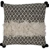 Housse de coussin motif géométrique et pompons noir blanc
