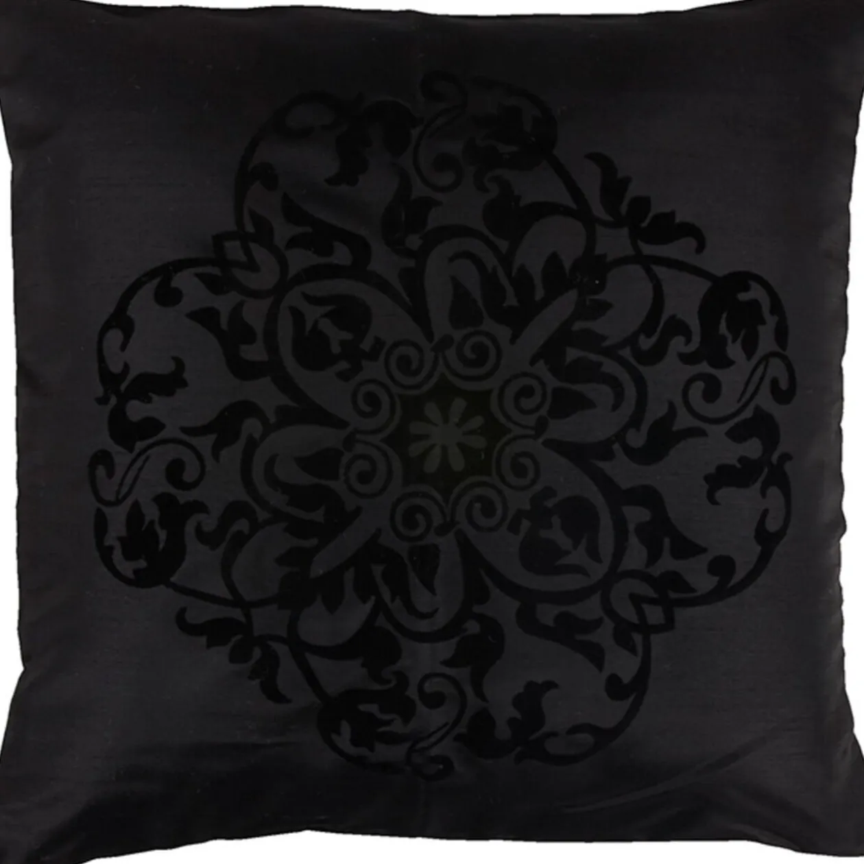 Housse de coussin noire design fleurs