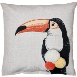 Housse de coussin pompons