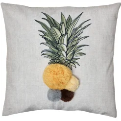 Housse de coussin pompons