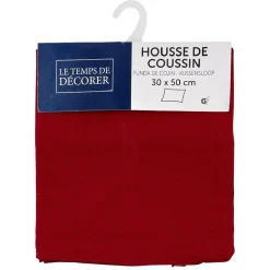 Housse de coussin rectangle rouge uni