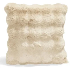 Housse de coussin ronds fausse fourrure lapin 45x45cm - 3 modèles