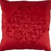 Housse de coussin rouge design fleurs