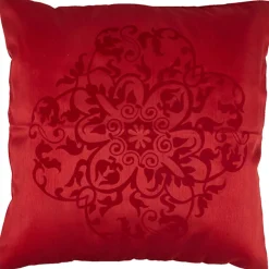 Housse de coussin rouge design fleurs