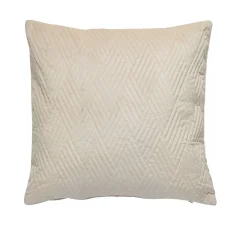 Housse de coussin velours motif pinsonic beige