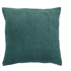 Housse de coussin velours et rayures vert émeraude