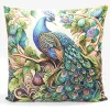 Housse de coussin velours recto à motif paon 45x45cm