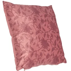Housse de coussin vieux rose motif végétal