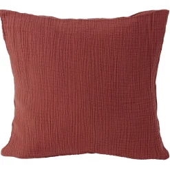 Housse de coussin 40x40cm gaze de coton terracotta