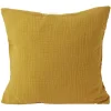 Housse de coussin 40x40cm gaze de coton jaune