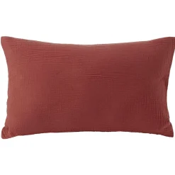 Housse de coussin 30x50cm gaze de coton terracotta