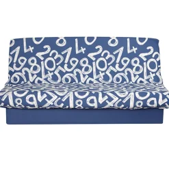 Housse pour canapé-lit bleue design chiffres blancs