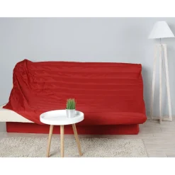 Housse pour canapé-lit matelassée en polyester uni rouge