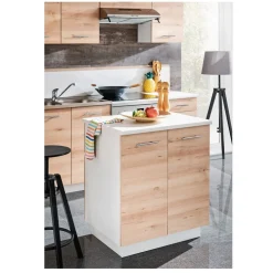 Ilot central 2 portes bois naturel