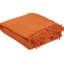 Jeté de canapé à franges orange