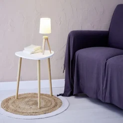 Jeté de canapé à franges uni gris mauve