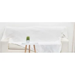 Jeté de canapé blanc à pompons Serenity