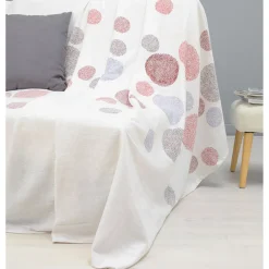 Jeté de canapé blanc design pois