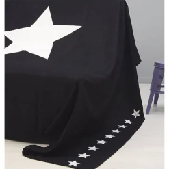 Jeté de canapé bleu marine design étoiles blanches