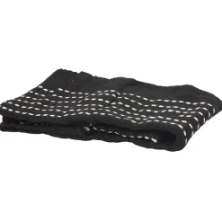 Jeté de canapé noir uni avec surpiqûre