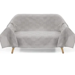 Jeté de canapé polyester et coton gris 170x250cm